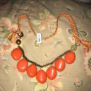 Orange Bead and Braided Necklace